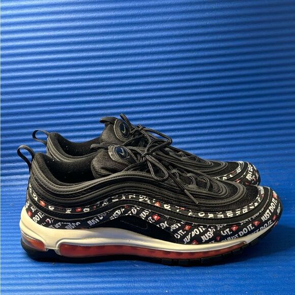 Size 9- Nike Air Max 97 Just Do It Black Athletic Shoes Sneakers AT8437-001 - Picture 1 of 8